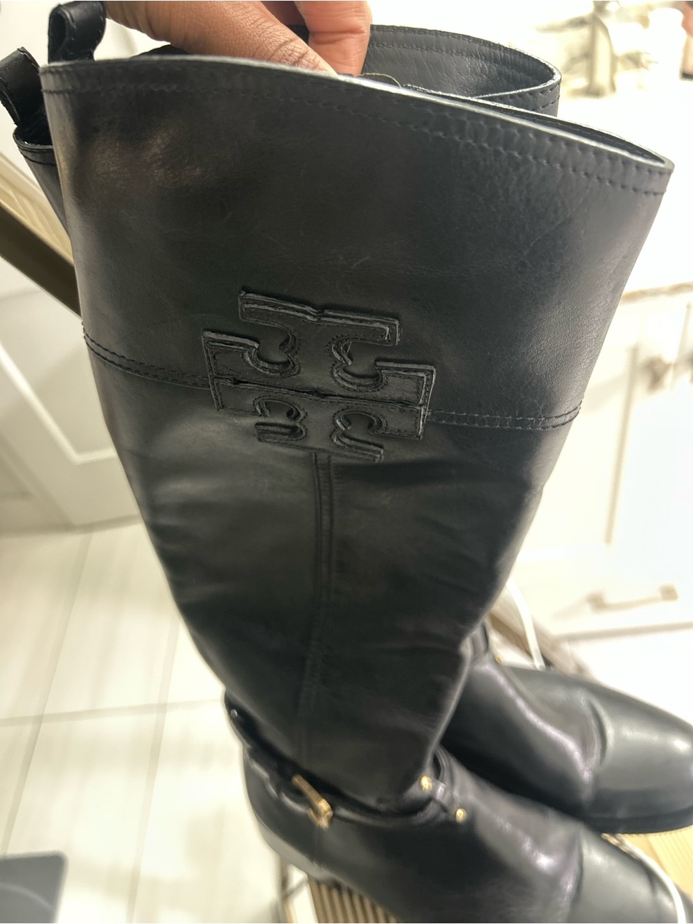 Like New! Tory Burch Black Leather Riding Boots